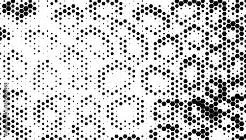 Black and white abstract geometric pattern with halftone effect for sporty background and jersey design. Hexagon pattern. Vector Format Illustration 