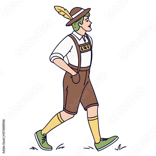 German Man in Traditional Bavarian Oktoberfest Costume Vector Art. Perfect for: Oktoberfest, German Unity Day, Bavarian Festival