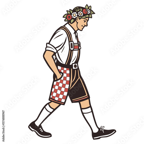 German Man in Traditional Bavarian Oktoberfest Costume Vector Art. Perfect for: Oktoberfest, German Unity Day, Bavarian Festival