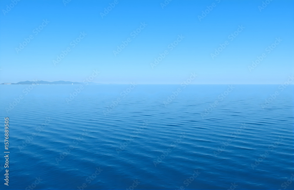 Obraz premium Blue Sea Surface and Distant Mountains