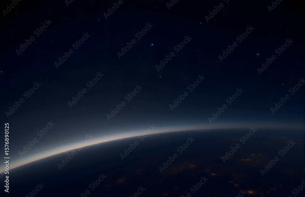 Obraz premium Earth and Starry Sky From Space View