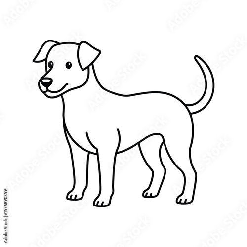Dog Line Art Drawing on White Background, Dog line art