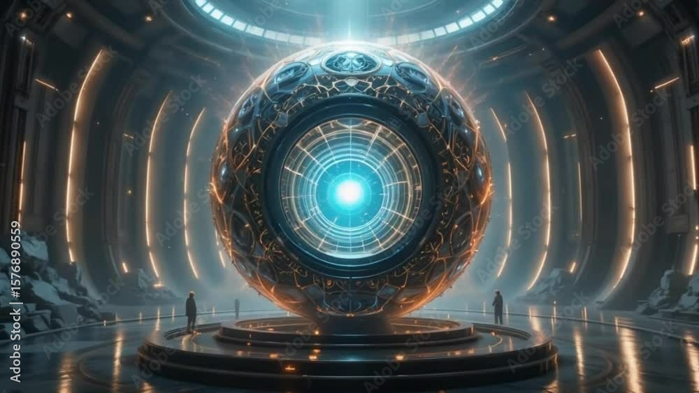 Quantum Core Nexus - Fractured Energy Sphere in Futuristic Facility - 4K Sci-Fi Concept Art