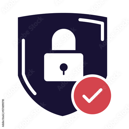 Security Icon – Shield with Lock Representing Data Protection and Cybersecurity in AI Systems on Transparent Background. 