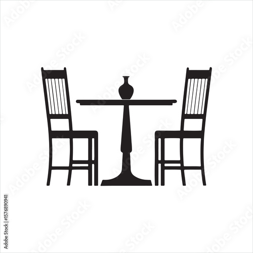 Minimalist Dining Table and Chairs Silhouette