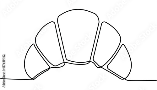 Continuous one line art Croissant icon badge bakery. One line drawing, minimalism. Vector illustration. Croissant bread for dessert outline drawing illustration.