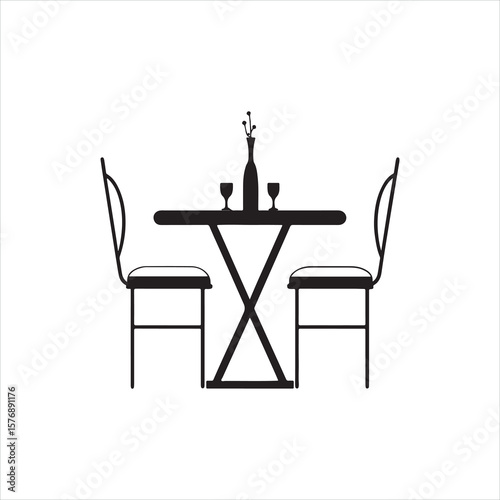 Minimalist Dining Table and Chairs Silhouette