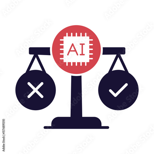 Ethical Decision Making Icon – Scales Representing Fair and Responsible Choices in AI Systems. Flat Vector Illustration.