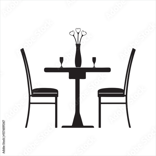 Minimalist Dining Table and Chairs Silhouette