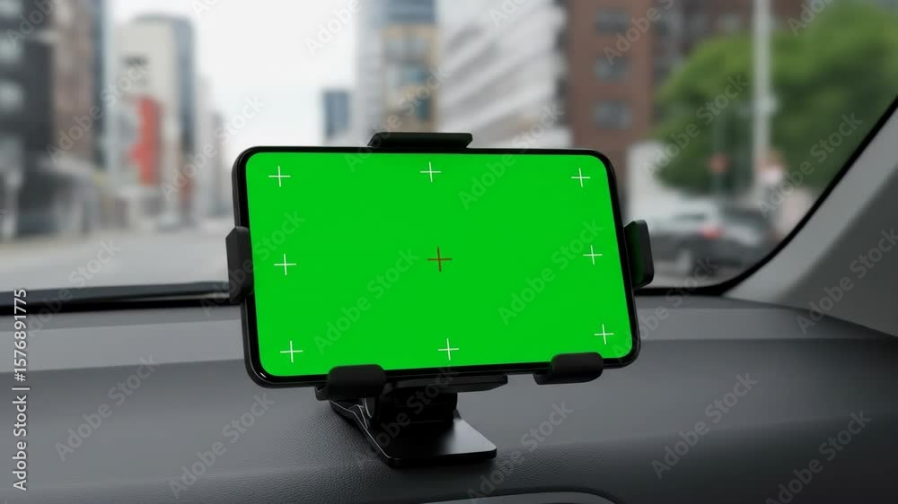 Smartphone green screen in car