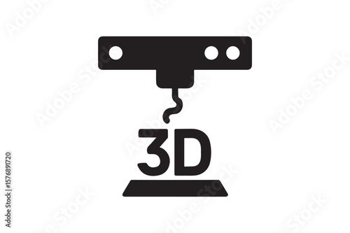 3D Printing icon silhouette vector with white background