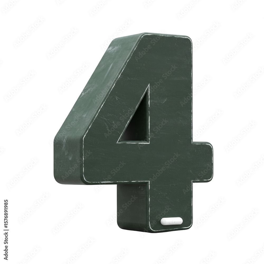 Fototapeta premium 3D Render Number Four Alphabet Symbol on Transparent Background