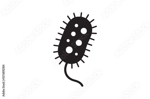 Bacteria Cell icon silhouette vector with white background