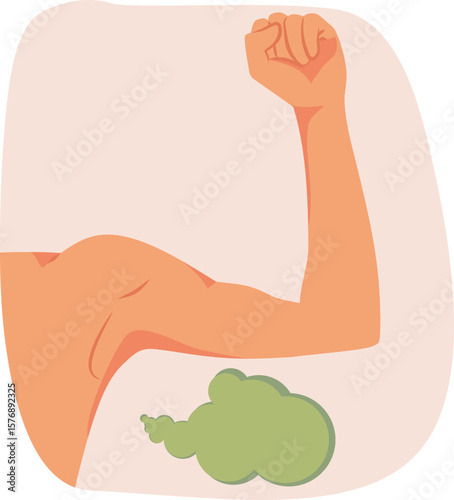 Person with Smelly Armpits Sweating a Lot Vector Drawing Illustration.eps