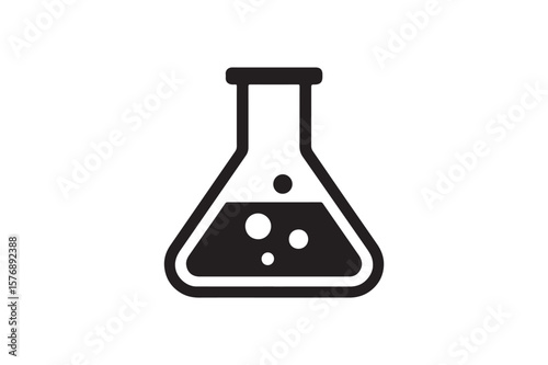 Chemical Flask icon silhouette vector with white background