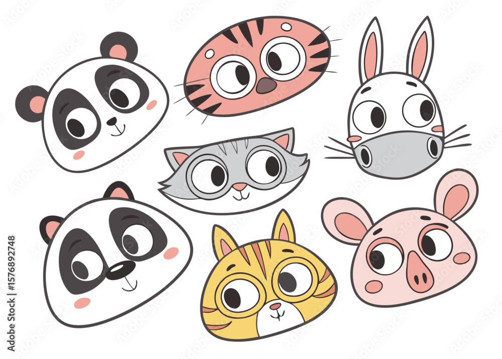 Fototapeta premium set of funny cartoon animals