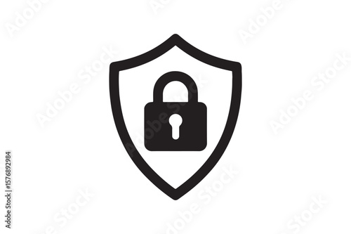 Cybersecurity Shield icon silhouette vector with white background