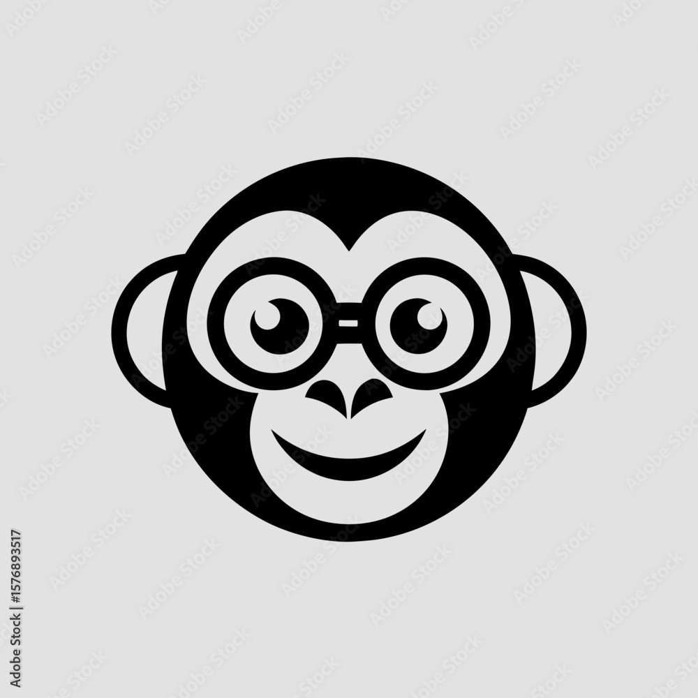 Obraz premium Stylized Monkey with Glasses Illustration