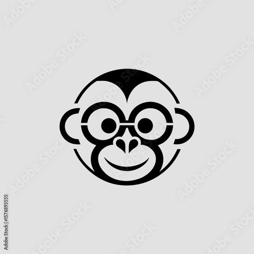 Minimalist monkey icon vector in black silhouette

