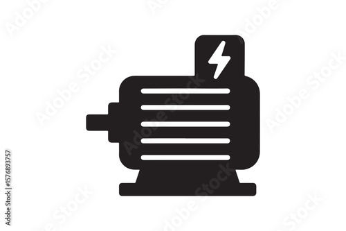 Electric Motor icon silhouette vector with white background