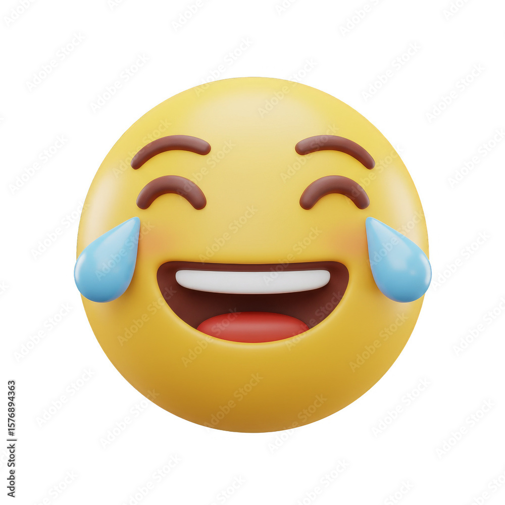 Fototapeta premium 3d Rendering of Laughing Crying Emoji Happy Funny Expression Design