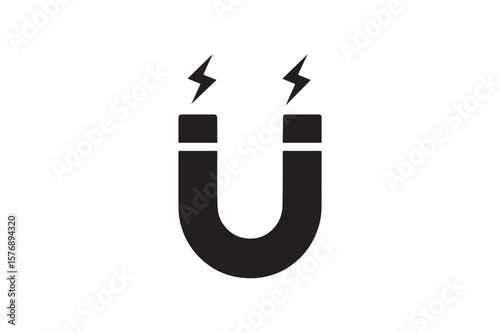 Magnet icon silhouette vector with white background