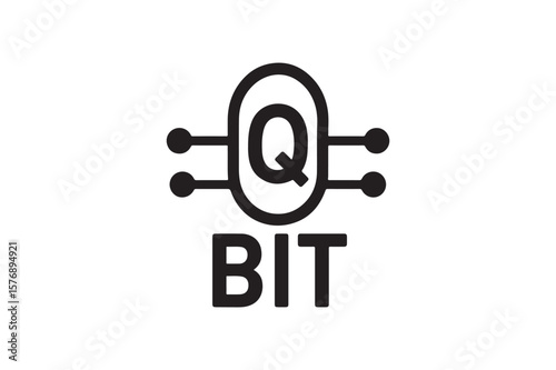 Quantum Bit icon silhouette vector with white background
