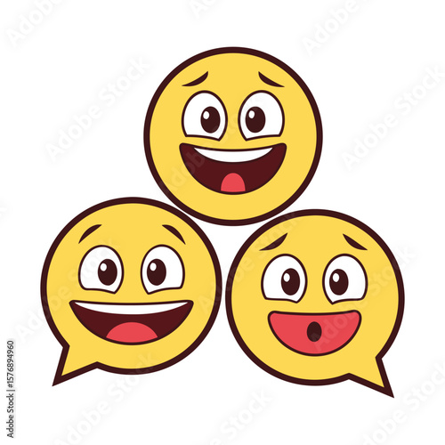 Emoji Face Stickers — Comic Style with Speech Bubbles & Shadows