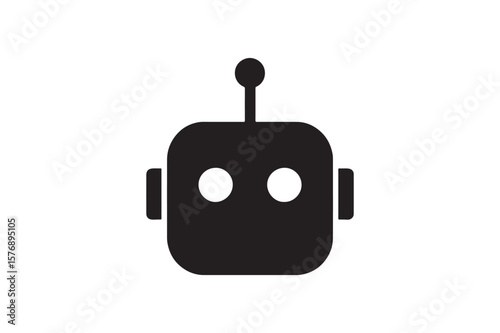 Robot Head icon silhouette vector with white background
