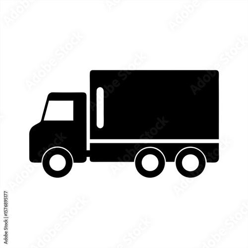 Cargo Truck With Two Axles Silhouette on transparent background for web and graphic design