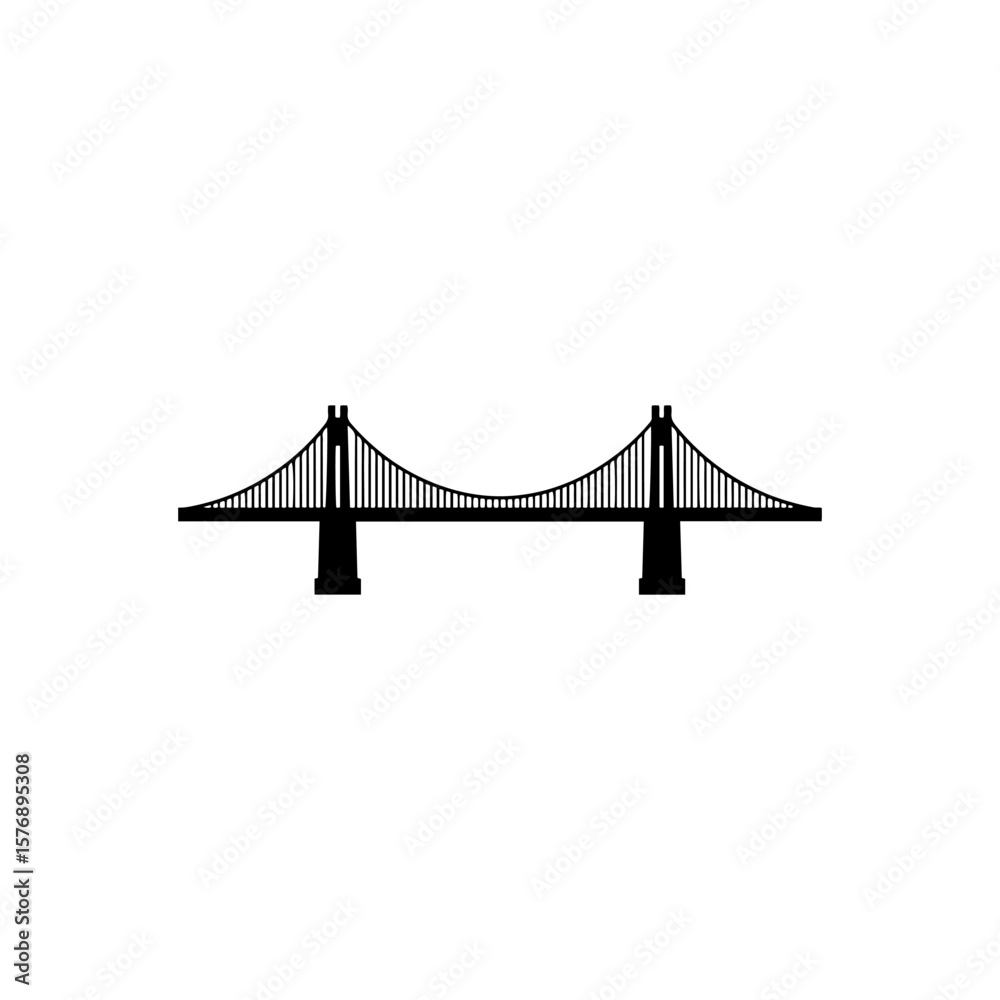 Fototapeta premium Bridge icon silhouette icon vector flat design.