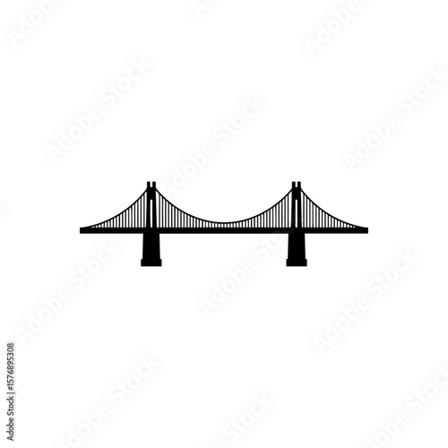 Bridge icon silhouette icon vector flat design.