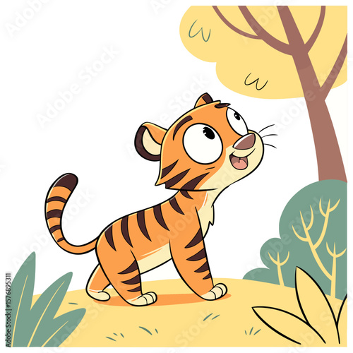 Cartoon tiger animation illustration vactor
