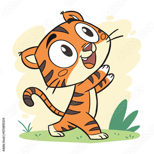 Cartoon tiger animation illustration vactor