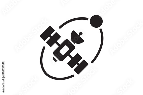 Satellite Orbit icon silhouette vector with white background