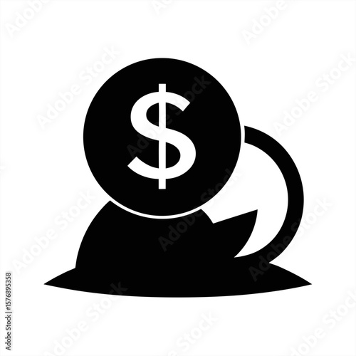 Cash With Dollar Coin Silhouette on transparent background for web and graphic design
