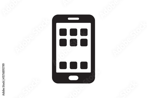 Smartphone App icon silhouette vector with white background