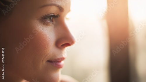 Portrait of a radiant woman with glowing skin, embodying timeless beauty and natural elegance.
