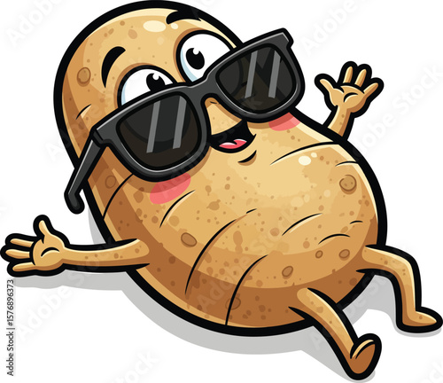 Funny Potato Sunbathing with Sunglasses Clipart