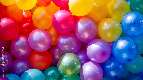 Color balls. bright colors background ,Many colorful balloons decorated wall as background,Colorful balloons background, top view. Bright multicolored balloons background.