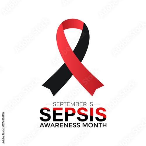 Vector graphic of Sepsis Awareness Month background template. A concept for healthcare and medicine. Realistic ribbon and blood icon Banner poster, social media, flyer and background design