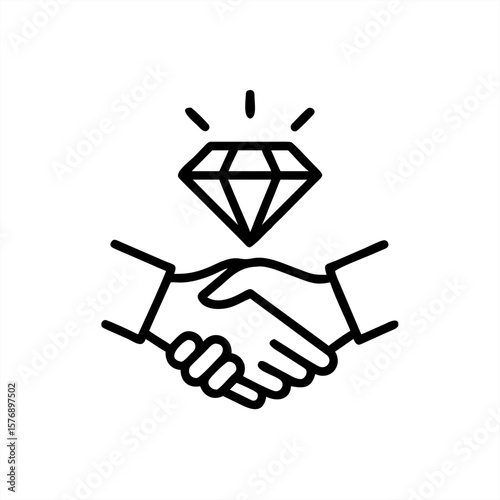 Handshake With Diamond Ethical Trade on transparent background for web and graphic design