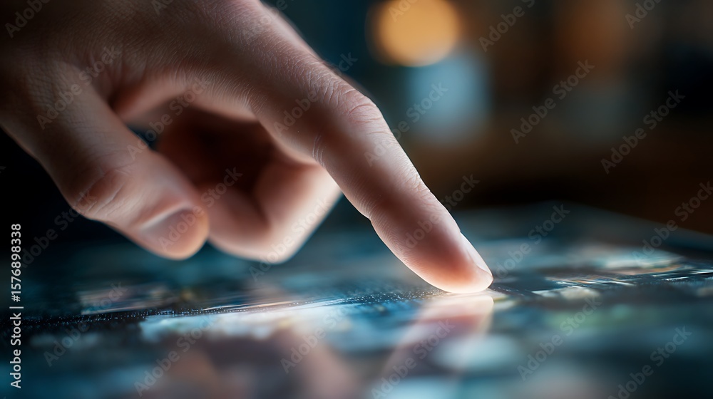 Finger Touching Digital Screen Finger Touching Digital Screen