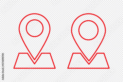 Map location pin icon. Map and location symbols set. Mapping icon collection. Geolocation map icon. GPS cartography position. Pinpoint, map search, route, navigator - stock vector. 