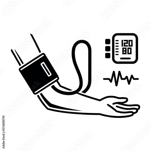 Blood pressure monitoring device with digital display and heart rate graph
