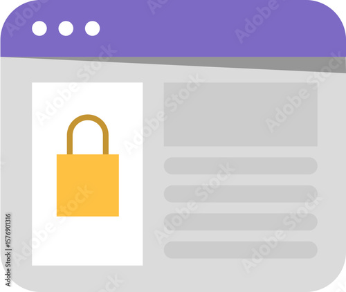Secure Website Browser Window with Padlock, Security Concept, Private Online Account Access
