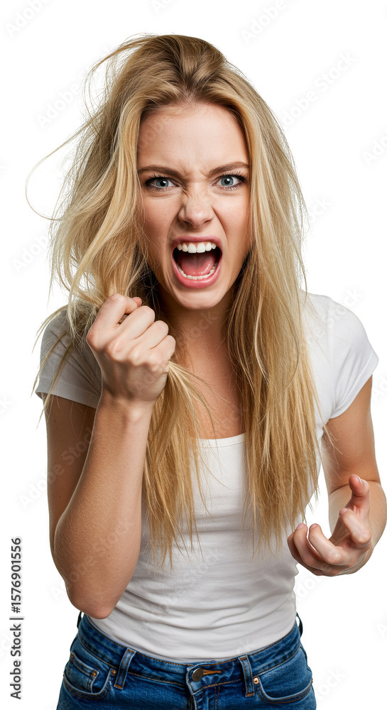 Angry Blonde Woman Yelling Portrait Isolated Transparent Background PNG Angry Blonde Woman Yelling Portrait Isolated Transparent Background PNG