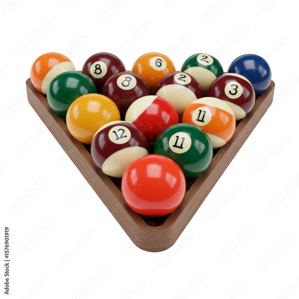 Naklejka premium Billiards Pool Balls Triangle Game Snooker Cue Balls Transparent