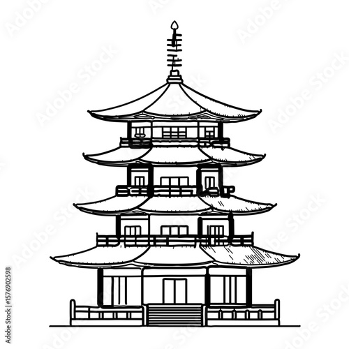 vector illustration of japanese pagoda