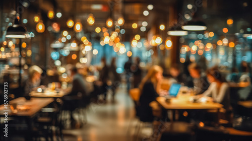 Wallpaper Mural Cozy caf? ambiance with warm lighting and engaged patrons Torontodigital.ca